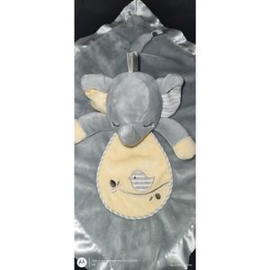 Douglas Baby Elephant Lovey Security Blanket Gray Yellow Cuddle Toy Satin/Ribbon